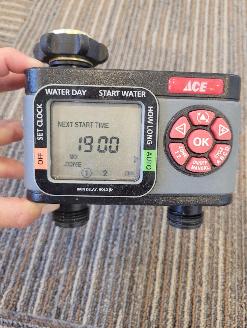 ACE Digital 2-Zone/2-Outlet Tap Hose Water Timer w/ LCD Display A31008